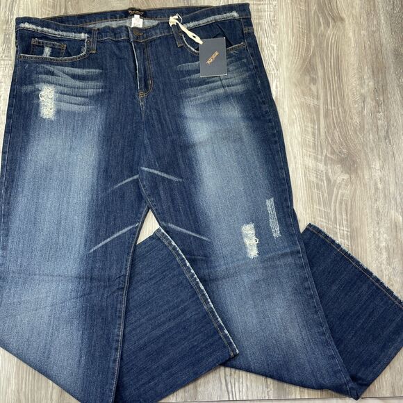 Truck 25 Jeans Blue Denim Tall Long Distressed Juniors Plus Size 25 Cut 2911 Nwt - Picture 1 of 12
